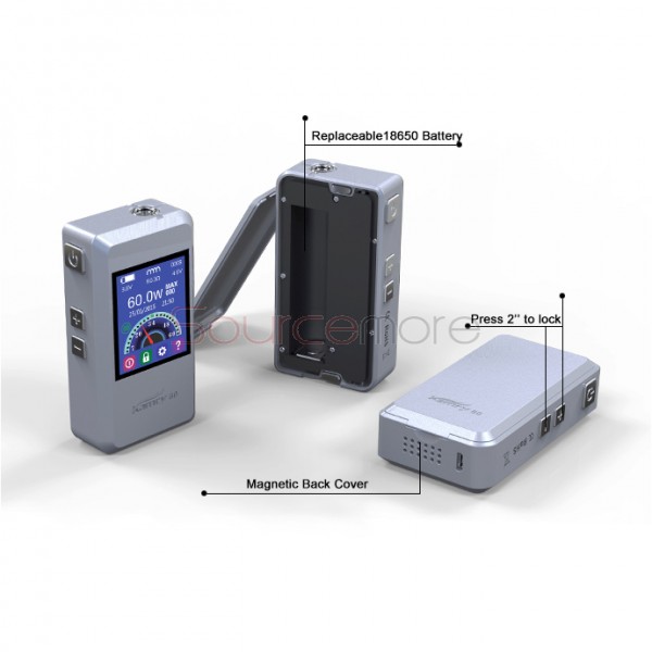 Kamry 60W APV Box Mod Variable Wattage 18650 Battery Smart Phone Shape Mod-Silver