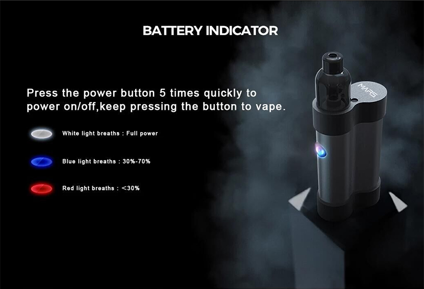 Mars Pod System Vape Kit Battery Indicator