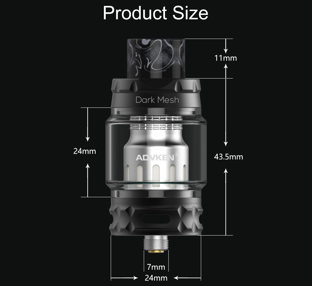 Advken Dark Mesh Tank Product Size