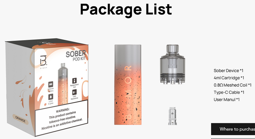 Bmor Sober Pod Kit package