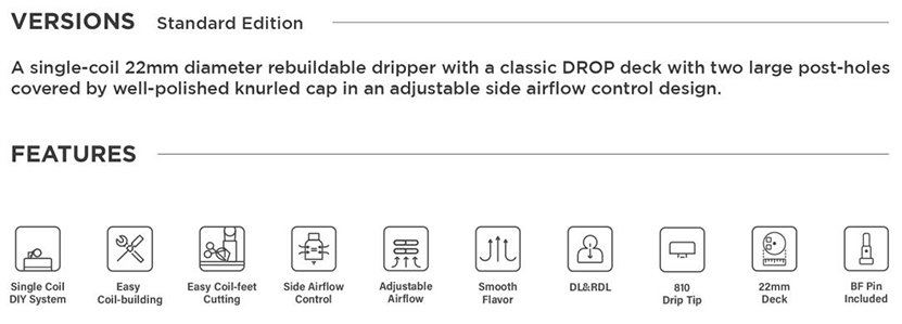 Drop Solo RDA V1.5 Feature