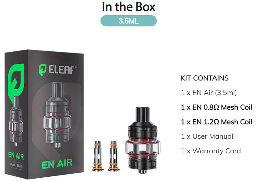 Eleaf EN Air Tank Packing List