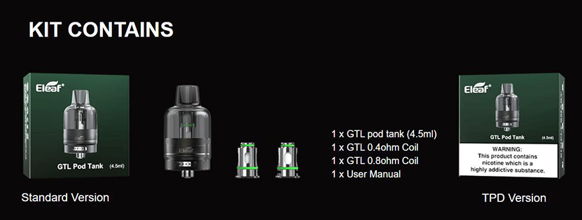 Eleaf GTL Pod Tank Content