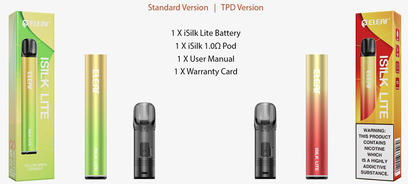 Eleaf iSilk Lite Pod Kit Packing List