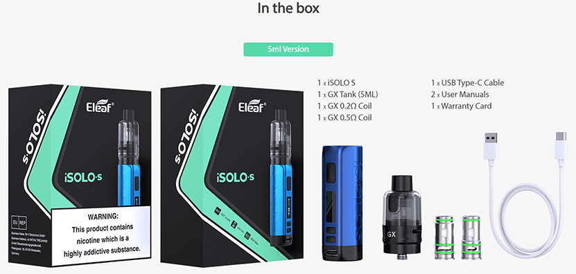 Eleaf iSolo S Kit with GX Tank Package