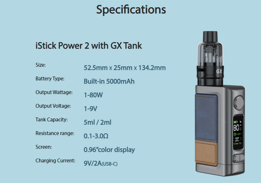 Eleaf iStick Power 2 With GX Tank Specification