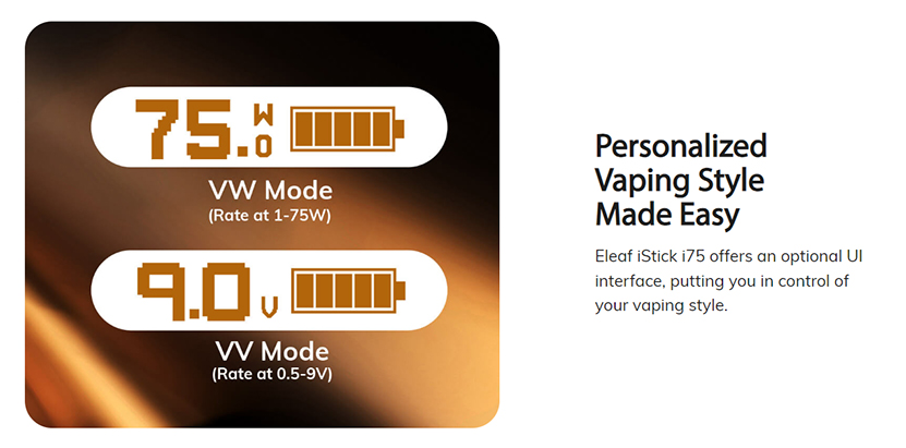 Eleaf iStick i75 Kit Optional UI Interface