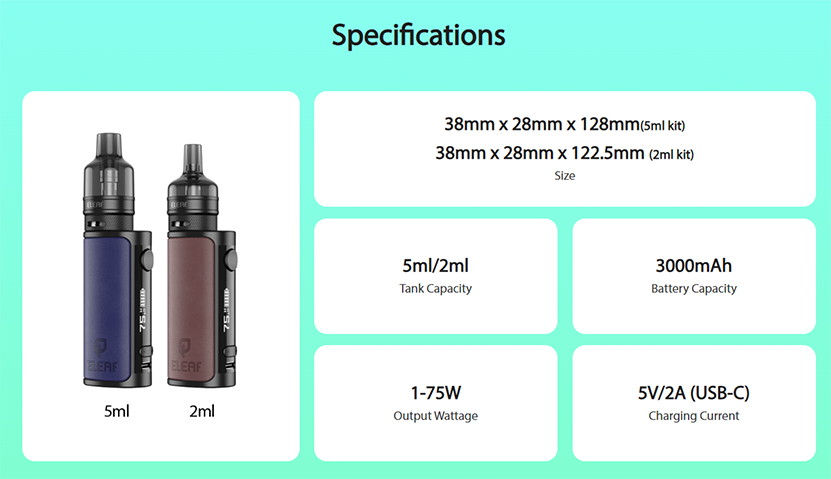 Eleaf iStick i75 Kit Specification