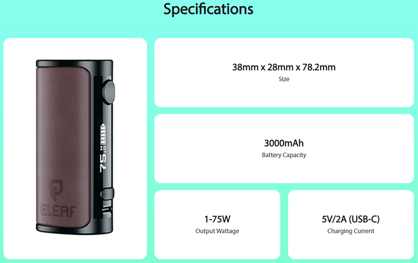 Eleaf iStick i75 Mod Specification