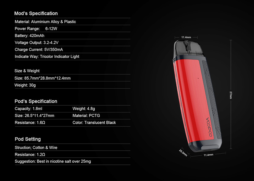 Find S Pod Vape Kit Specification