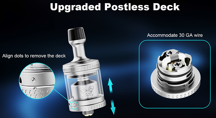 Hellvape Dead Rabbit MTL 2 RTA Upgraded Postless Deck