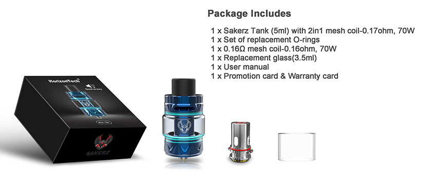 Horizon Sakerz Sub Ohm Tank package