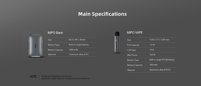 IJOY Mipo Pod Starter Kit Specification