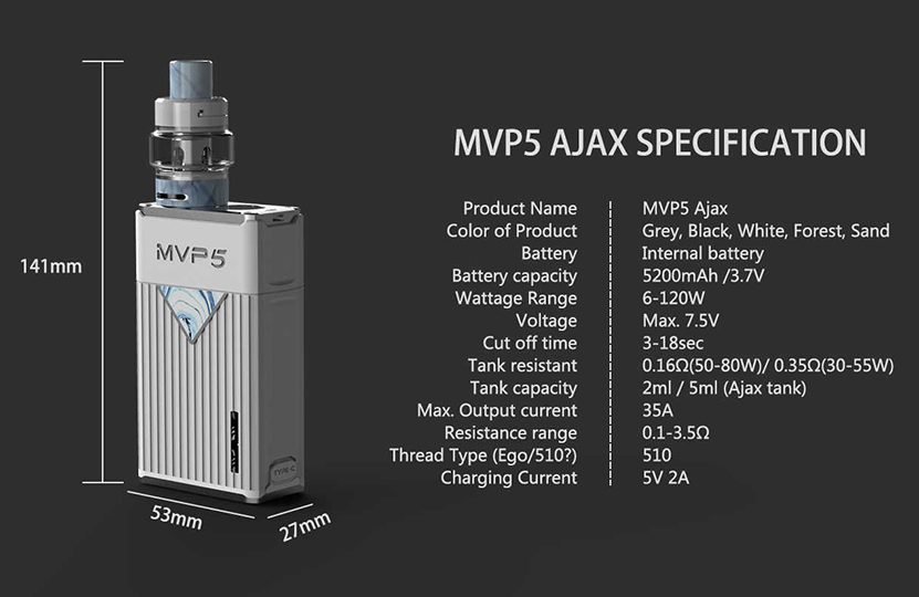 Innokin MVP5 Ajax Kit Specification