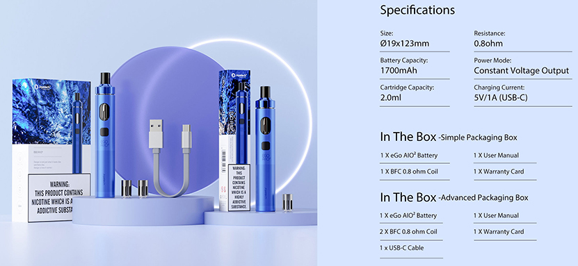 Joyetech eGO AIO 2 Kit Specifications