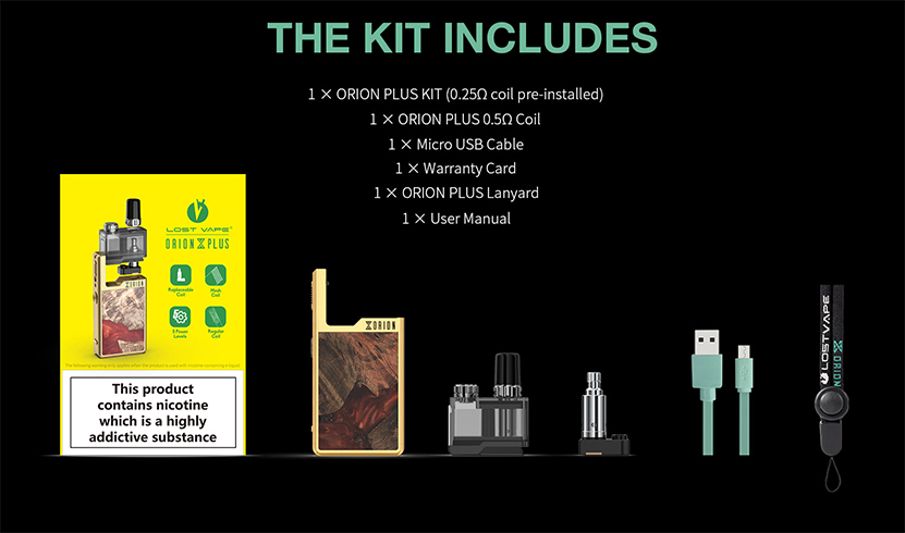 Lost Vape Orion Plus DNA Pod System Kit Package