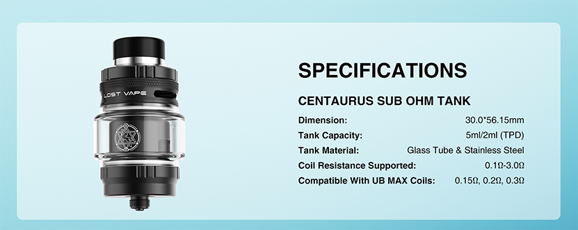 Lost Vape Centaurus Sub Ohm Tank Spec