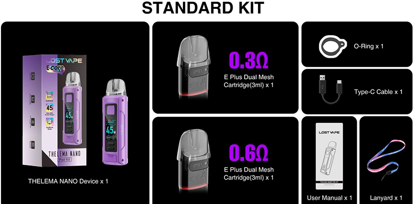 Lost Vape Thelema Nano Kit Packing List