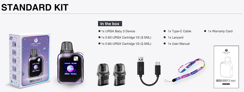 Lost Vape Ursa Baby 3 Kit Package ST