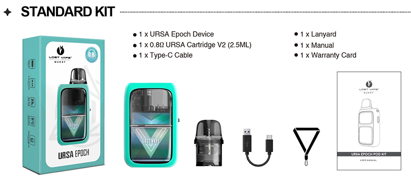 Lost Vape Ursa Epoch Pod Kit Packing List