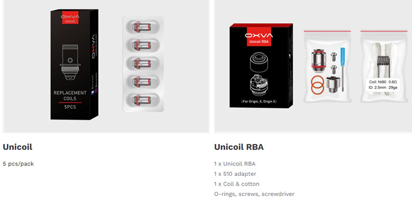 OXVA Unicoil Coil Package