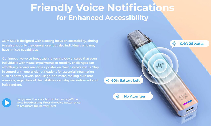 OXVA Xlim SE 2 Kit Voice Broadcasting Tech