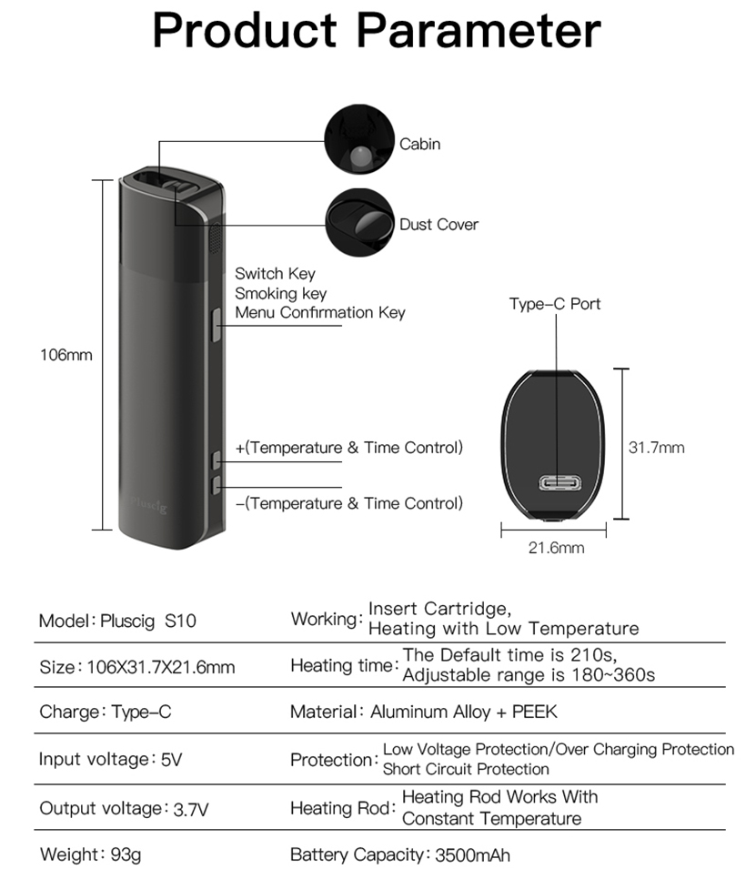 Pluscig S10 Heat Not Burn Device Feature 8