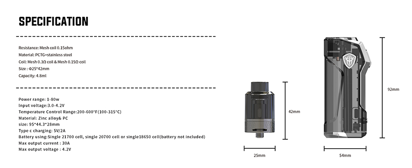 Jellybox Mini 80W Mod specification