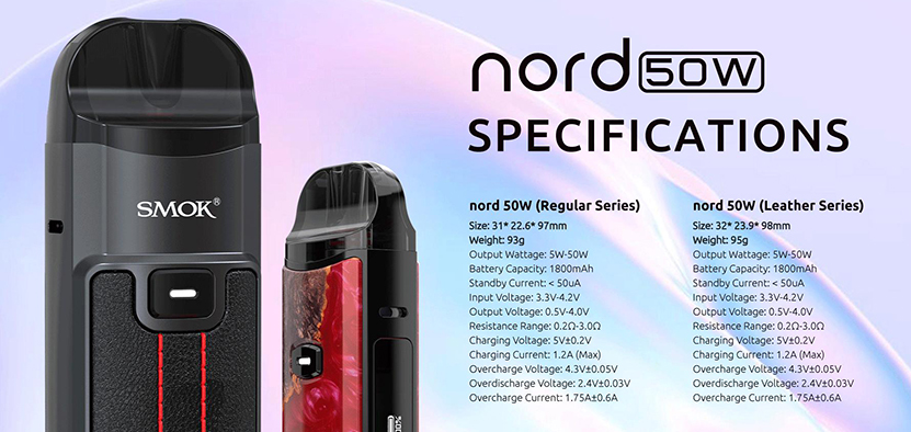 SMOK Nord 50W Kit specification