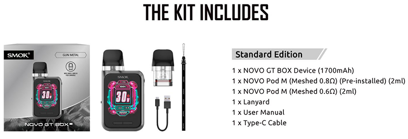 SMOK Novo GT Box Kit Packing List