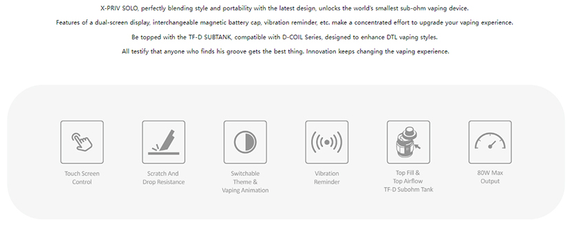 SMOK X Priv Solo Kit Description