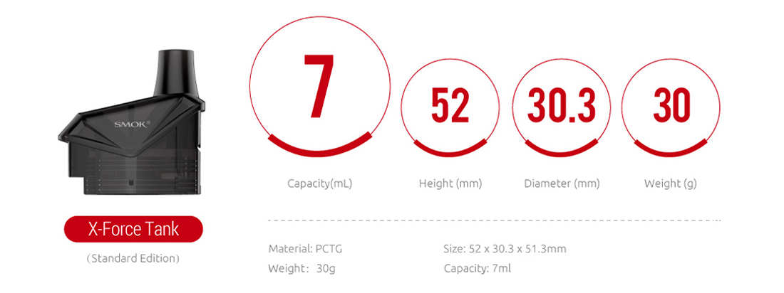 SMOK X-Force Cartridge Parameters