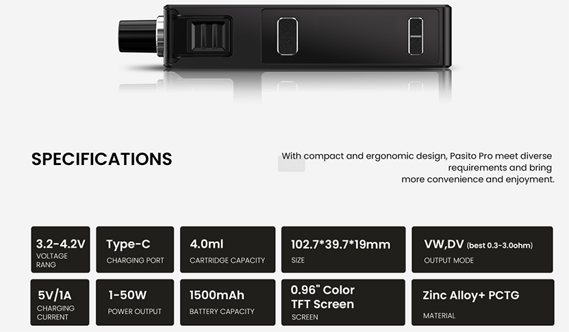 Smoant Pasito Pro Kit Specification