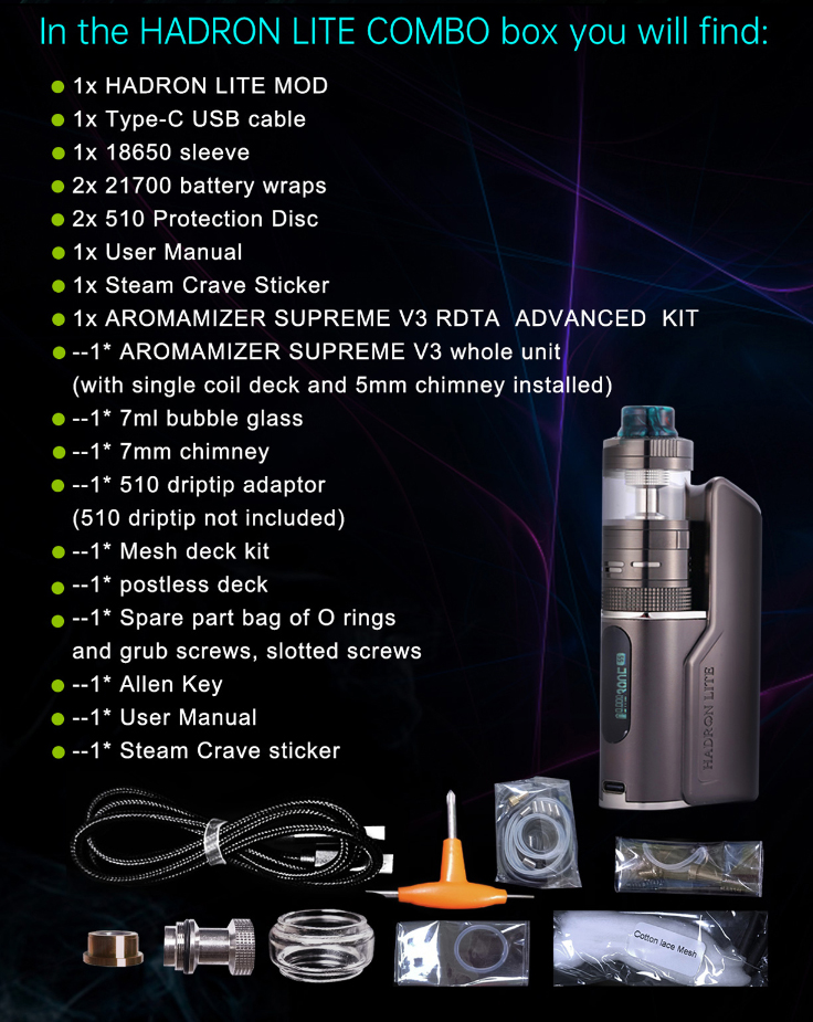 Steam Crave Hadron Lite Combo Kit Package