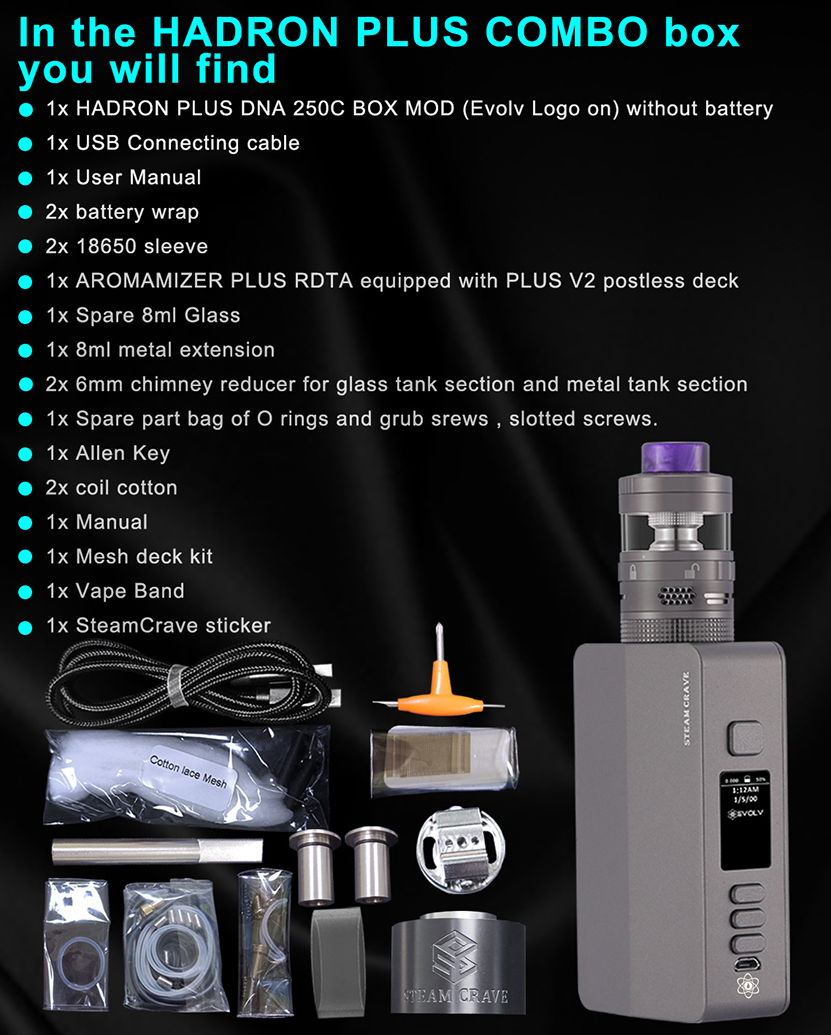 Steam Crave Hadron Plus DNA250C Combo Kit Package