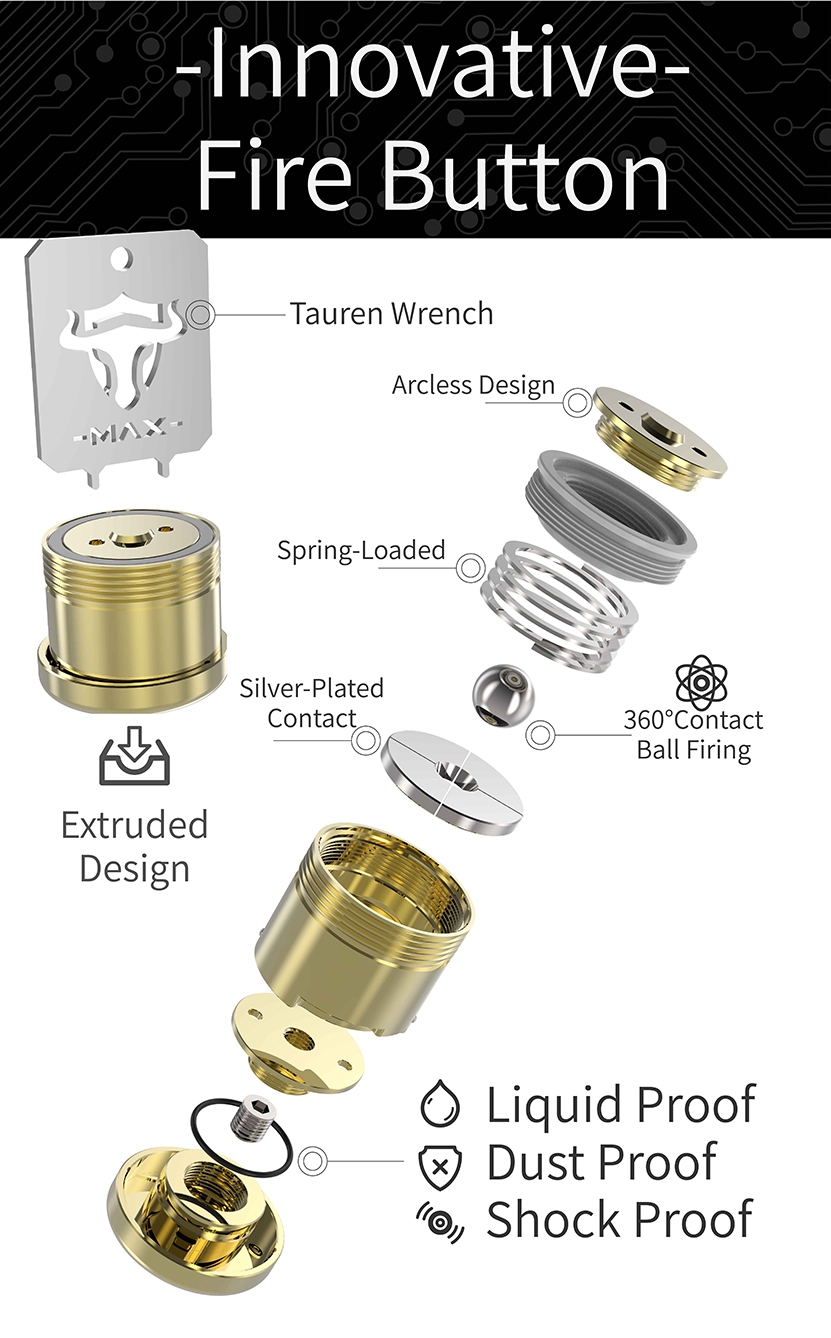 THC Tauren Max Hybrid Mech Mod Fire Button