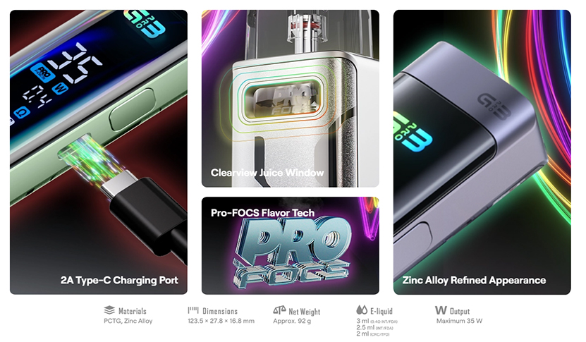 Uwell Caliburn G3 Pro Pod Kit Specification