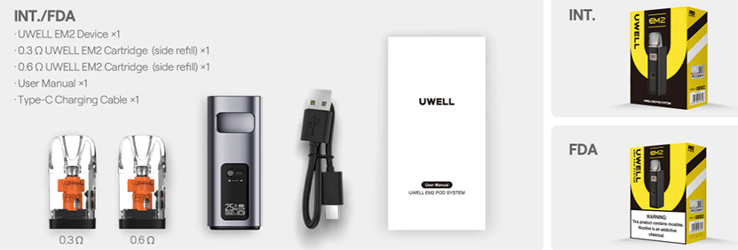 Uwell EM2 Pod System Kit Package