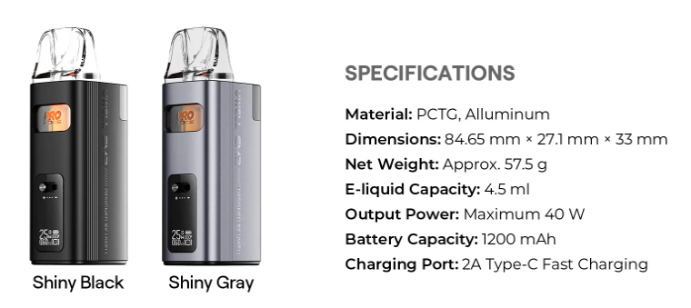 Uwell EM2 Pod System Kit Specification