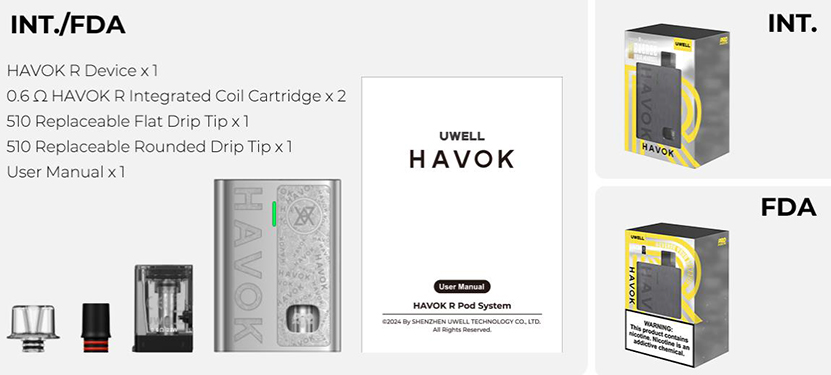 Uwell Havok R Pod kit Packing List