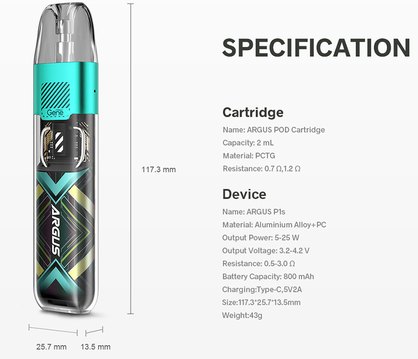 VOOPOO Argus P1s Kit Specifications