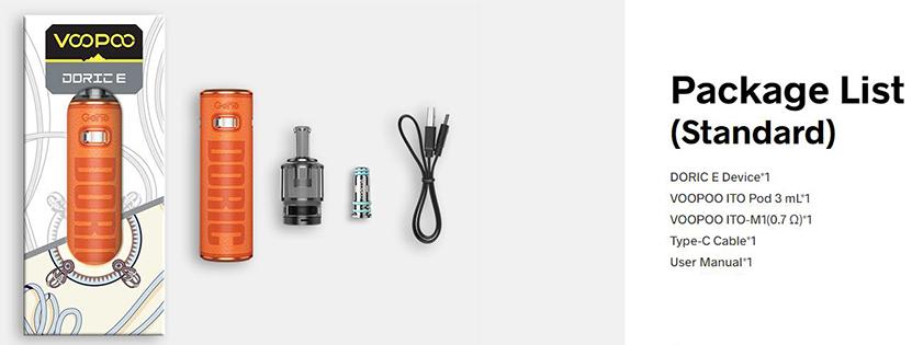 VOOPOO Doric E Kit Package List