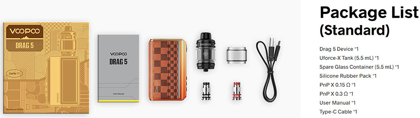 VOOPOO Drag 5 Kit Packing List