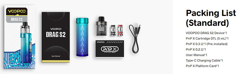 VOOPOO Drag S2 Kit Packing List