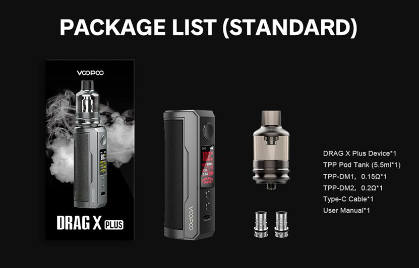 Voopoo Drag X Plus Kit 100w Box Mod With 5 5ml Tpp Pod Tank