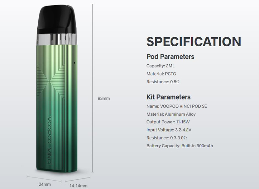 VOOPOO VINCI Pod SE Kit Specifications