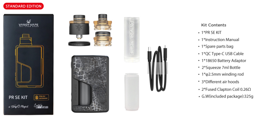 VandyVape PR SE Kit package