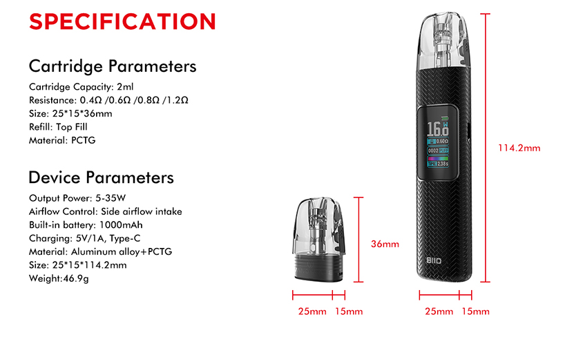 Vandy Vape BIIO Pod Kit Specification