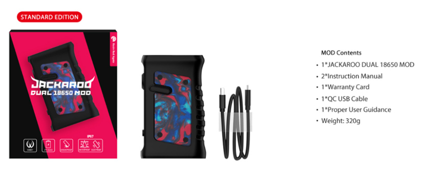 Vandy Vape Jackaroo Dual 18650 Box Mod Package