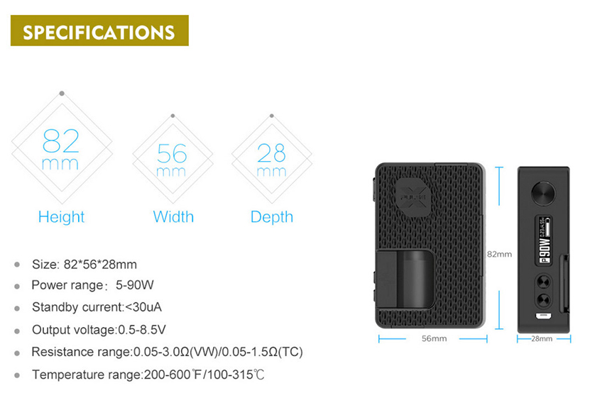 Vandy Vape Pulse X Mod Specification